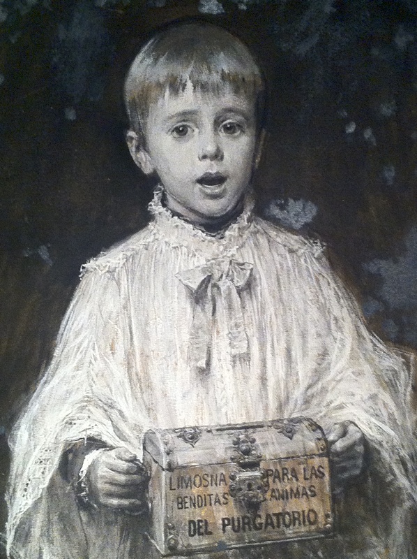 Monaguillo pidiendo por las ánimas benditas del purgatorio. Cuadro de José Benlliure