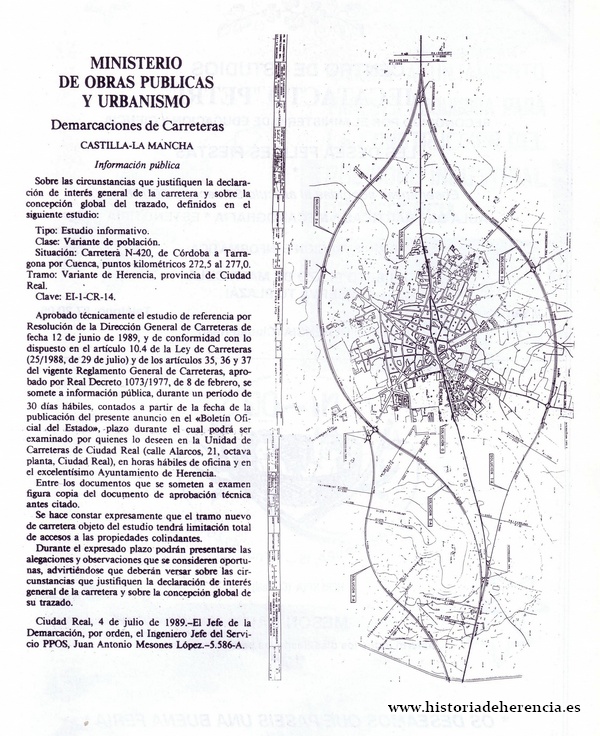 Proyecto variante de Herencia 1989