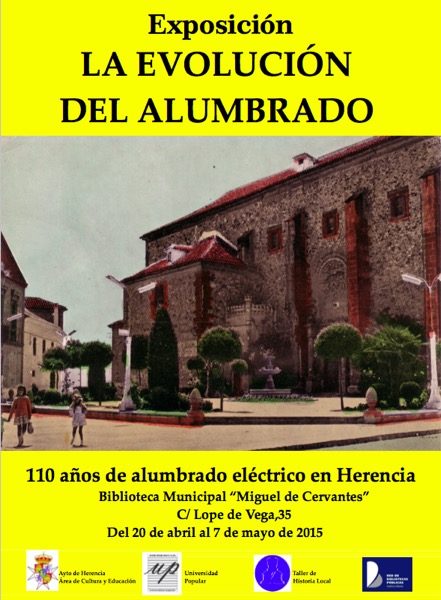Cartel exposición 110 años de alumbrado electrico en Herencia
